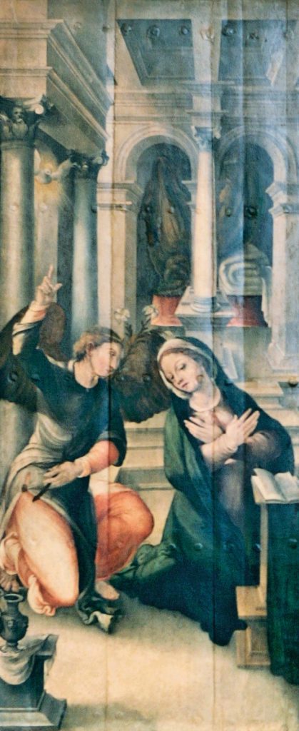 MAESTRO DI OZIERI, Annunciazione (Retablo della Madonna di Loreto, Museo Diocesano di Arte Sacra di Ozieri).