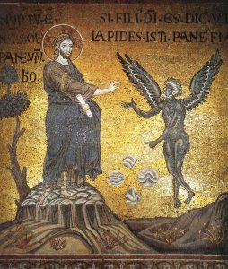 La prima tentazione, dettaglio del mosaico del duomo di Monreale.